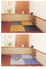 フローリングの部屋に置くだけ　薄いけれどズレにくい　使い易い正方形タイプ